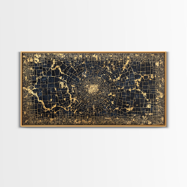 Black Gold Geometric Spiral Canvas Print, Abstract African Art, Luxury Wall Decor, Modern Afrocentric Statement Piece Gift