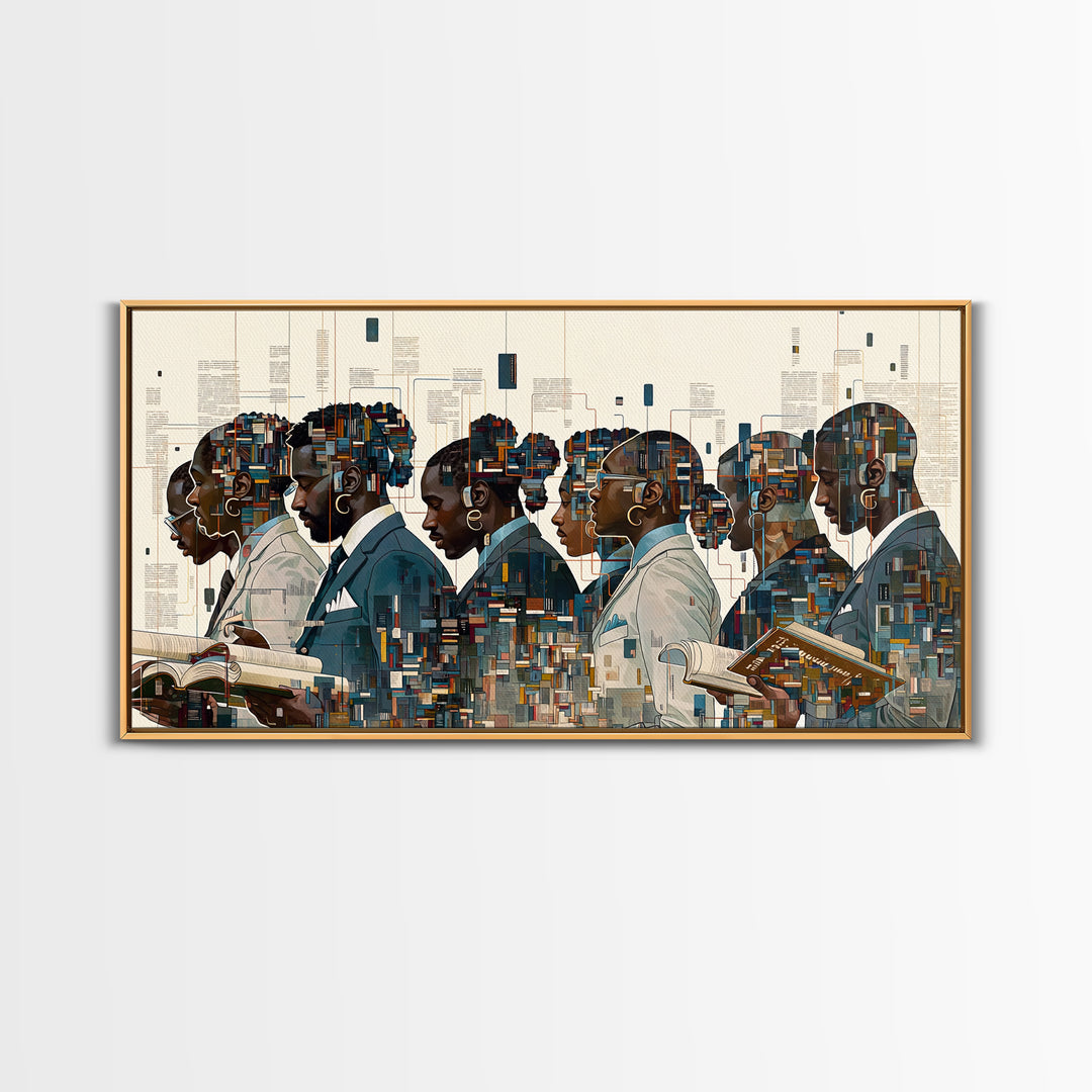 Black Scholars In Geometric Profile Wall Art, African American Art, Modern Black Culture Art, Office Decor, Afrocentric Prints
