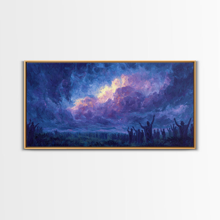 Mystic Purple African Storm Sky With Silhouettes Canvas Print, Spiritual Wall Art, Dreamy Landscape, Afrocentric Decor Gift