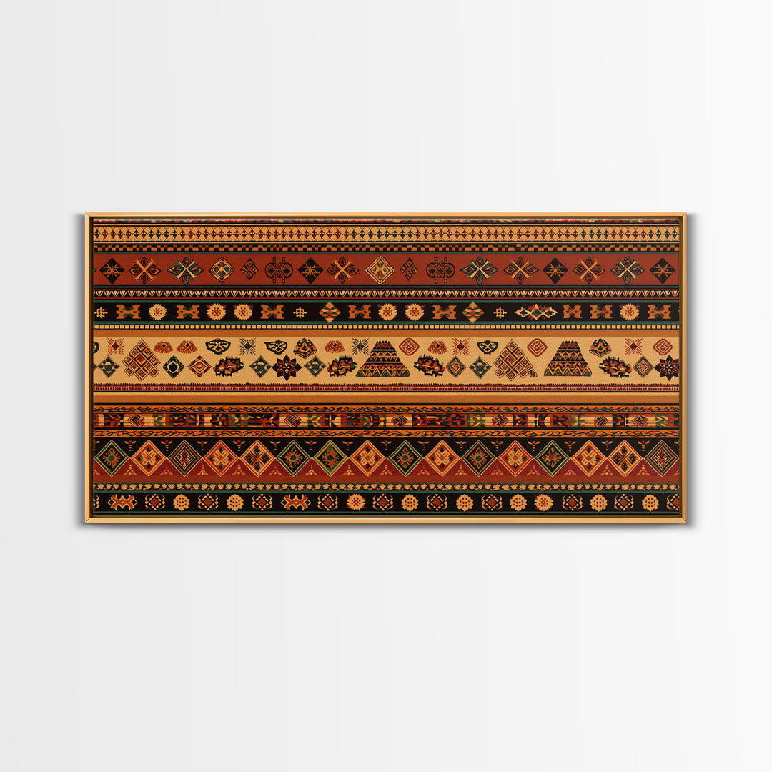 Traditional African Stripe Textile Wall Art, Ankara Pattern Print, Tribal Wall Decor, Warm Cultural Home Decor For Living Room