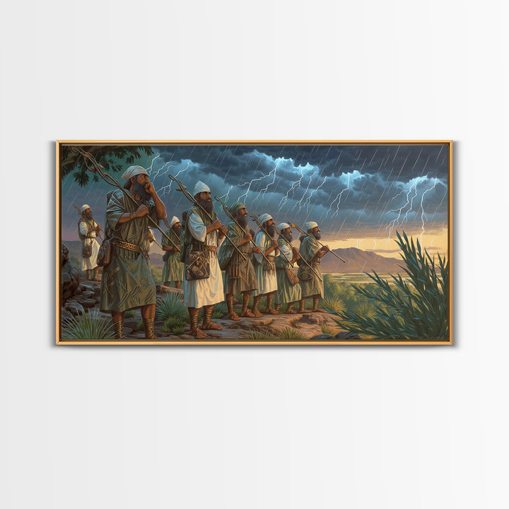 African Warrior Caravan Framed Canvas Print, Dramatic Desert Storm Wall Art, Tribal Culture Decor For Men Gift And Living Room