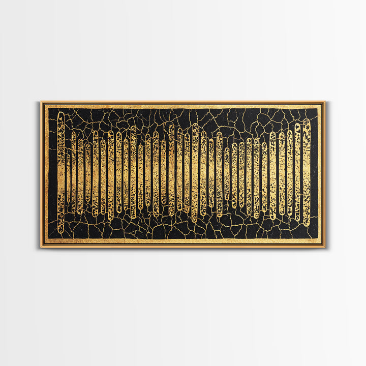 Black Gold African Textile Lines Wall Art, Abstract African Art Print, Tribal Pattern Canvas, Modern Afrocentric Decor Gift