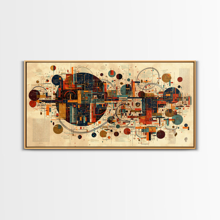 Modern Geometric City Map With Circles And Lines Wall Art African Abstract Art, Mid Century Office Decor, Statement Print