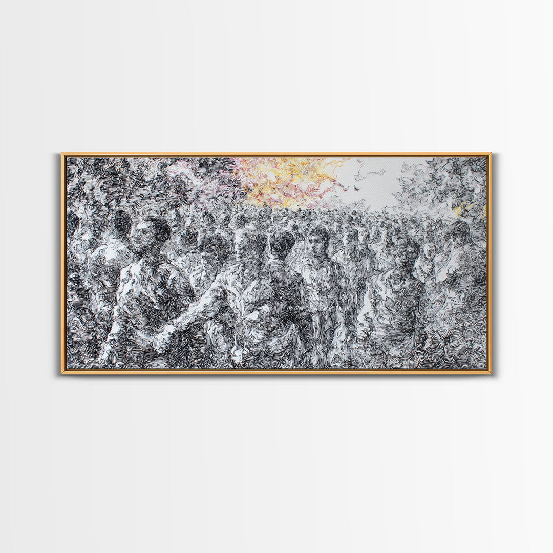 Gold Sun Over Textured African Landscape Canvas Print, Safari Wall Decor, Abstract Nature Scene, Modern Black White Art Gift