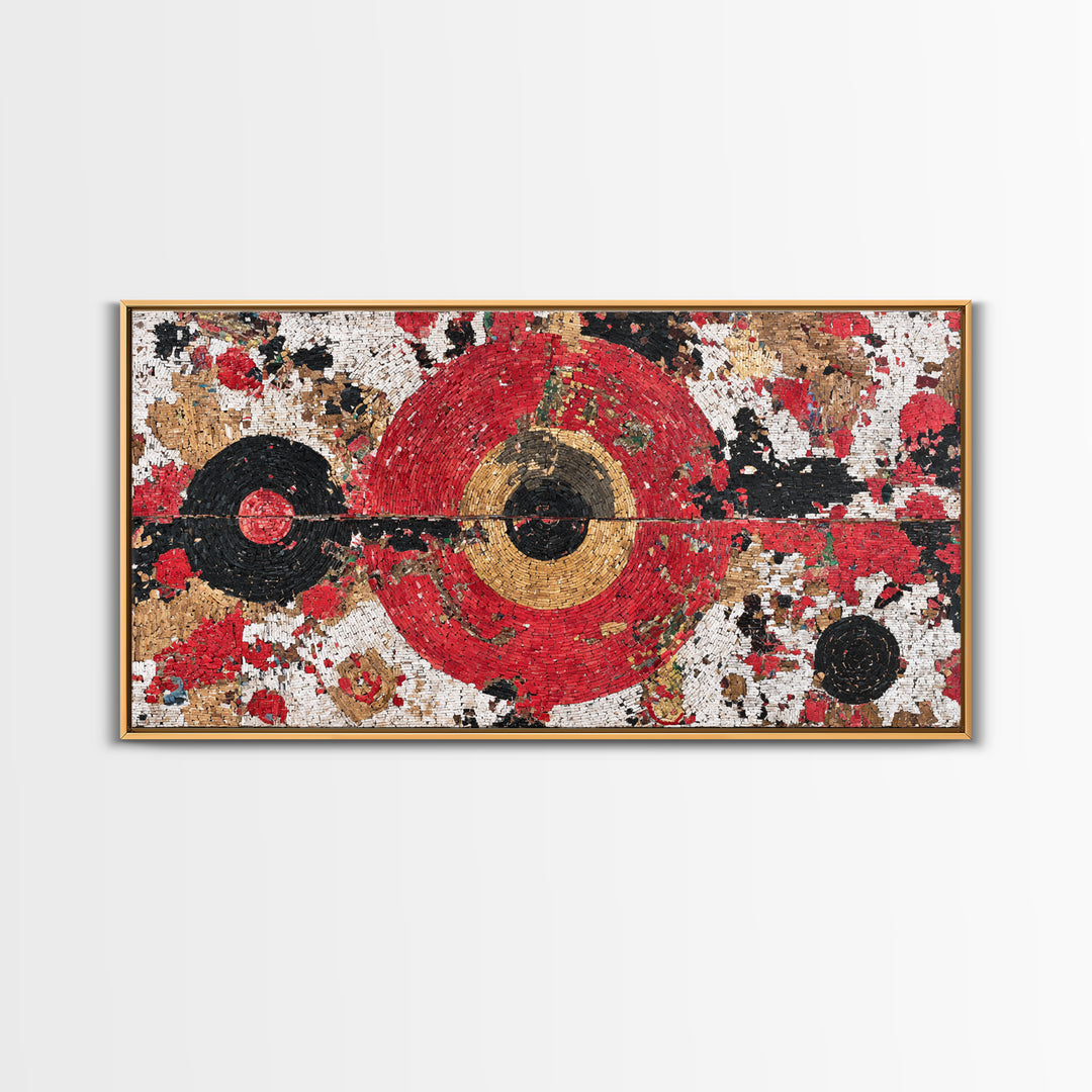 Red Black Gold African Target Abstract Wall Art, Geometric Textile Pattern Print, Bold Afrocentric Modern Decor Canvas Gift