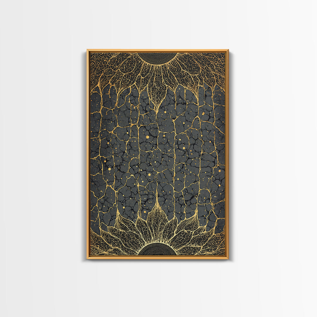 Gold Rooted Tree Of Life Wall Art, Black And Gold Abstract Art, Spiritual Wall Decor, Modern African Inspired Canvas Print