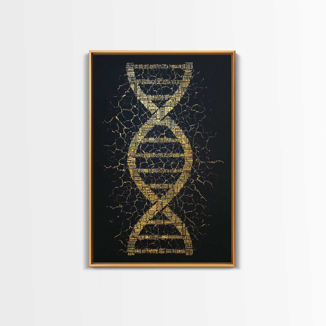 Golden Double Helix Genealogy Abstract Wall Art, Afrocentric Art, Black And Gold Art, Modern African Art Decor, Statement Wall Decor