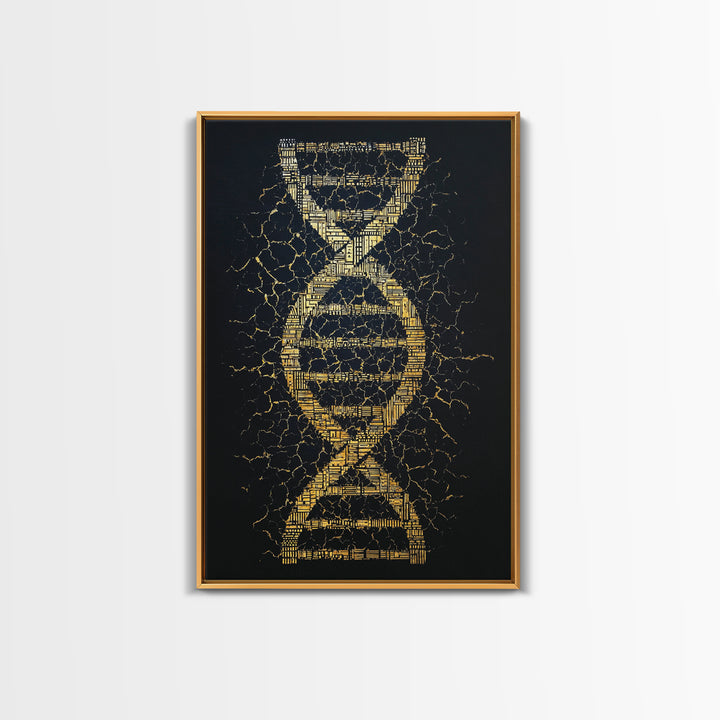 Golden Double Helix Genealogy Abstract Wall Art, Afrocentric Art, Black And Gold Art, Modern African Art Decor, Statement Wall Decor