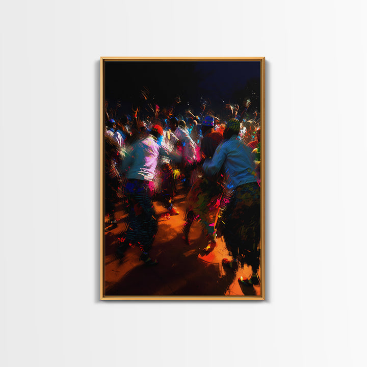 Vibrant Night African Festival Dancers Wall Art, Colorful Celebration Print, Cultural Decor, Afrocentric Statement Piece