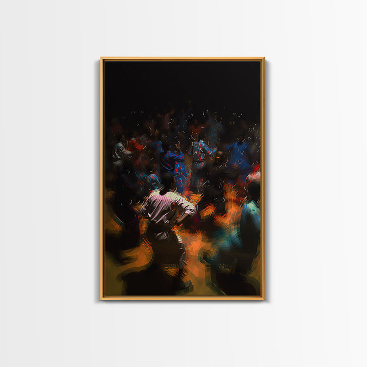 Dark African Dance Floor Celebration Wall Art, Expressive Night Festival Print, Vibrant Cultural Decor, Statement Art Gift