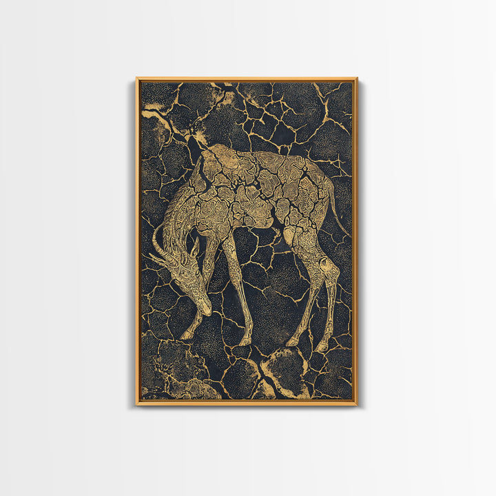 Ornate Gold Giraffe Canvas Print, African Animal Art, Black And Gold Art, Safari Decor, Luxury Living Room Wall Decor Gift