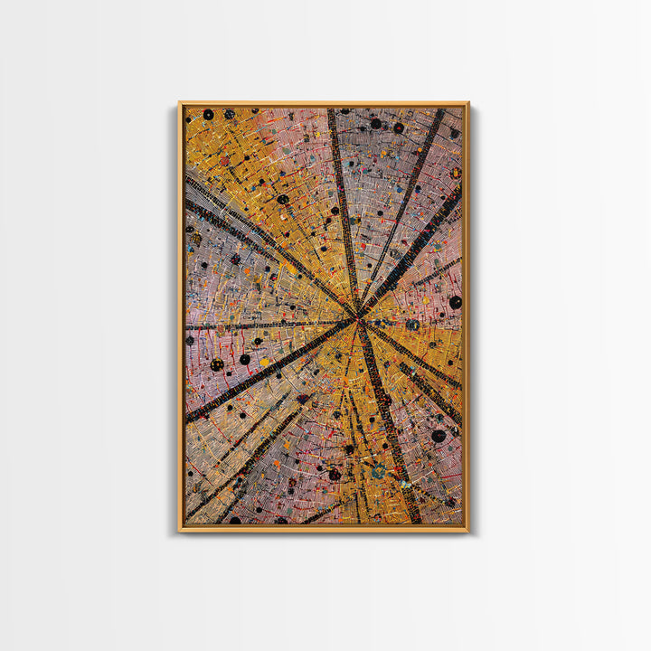 Radiant Orange Tribal Starburst Abstract Wall Art, African Pattern Print, Geometric Afrocentric Decor, Bold Canvas Artwork