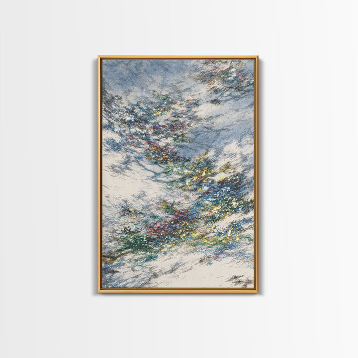 Wind Swept Blue Sky Abstract Wall Art, Dreamy Nature Scene Art, Modern Canvas Decor, Colorful Textured Landscape Fine Art Print