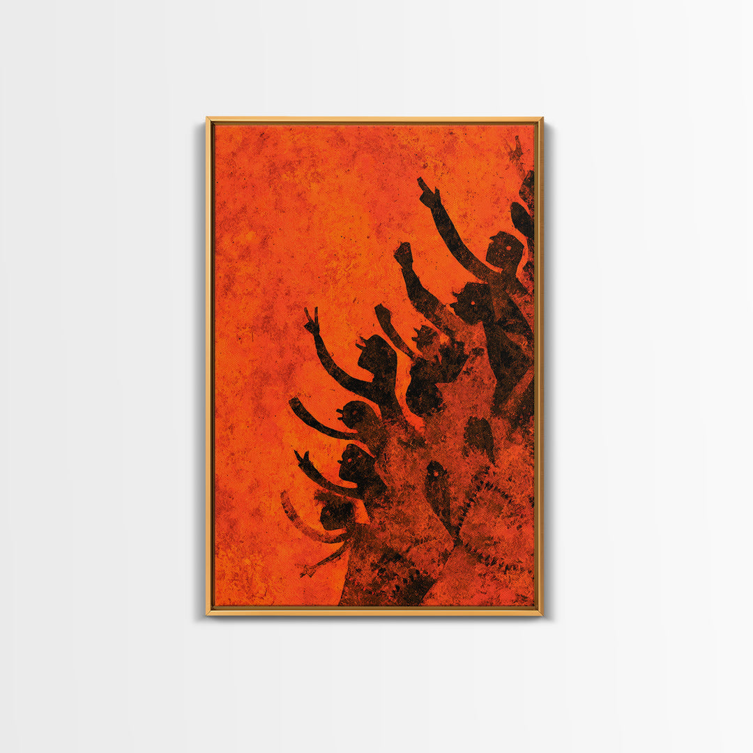 Orange African Dance Silhouettes Wall Art, African Celebration, Black Women Art, Afrocentric Decor, Empowerment Gift For Her