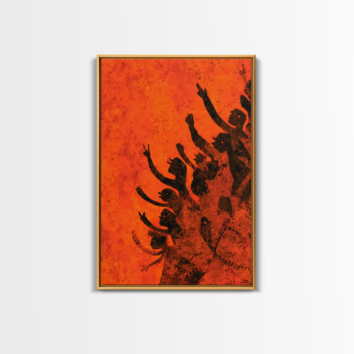 Orange African Dance Silhouettes Wall Art, African Celebration, Black Women Art, Afrocentric Decor, Empowerment Gift For Her