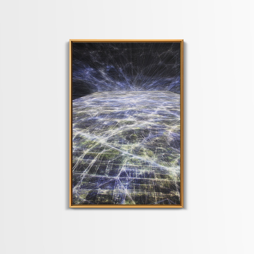 Futuristic Earth Data Horizon Canvas Print, Afrofuturism Decor, Digital Network Art, Modern Space Wall Decor For Office Gift