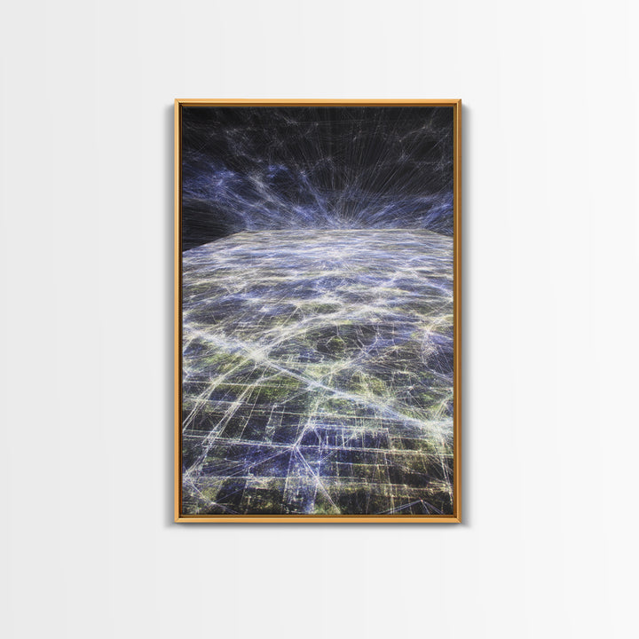 Futuristic Earth Data Horizon Canvas Print, Afrofuturism Decor, Digital Network Art, Modern Space Wall Decor For Office Gift