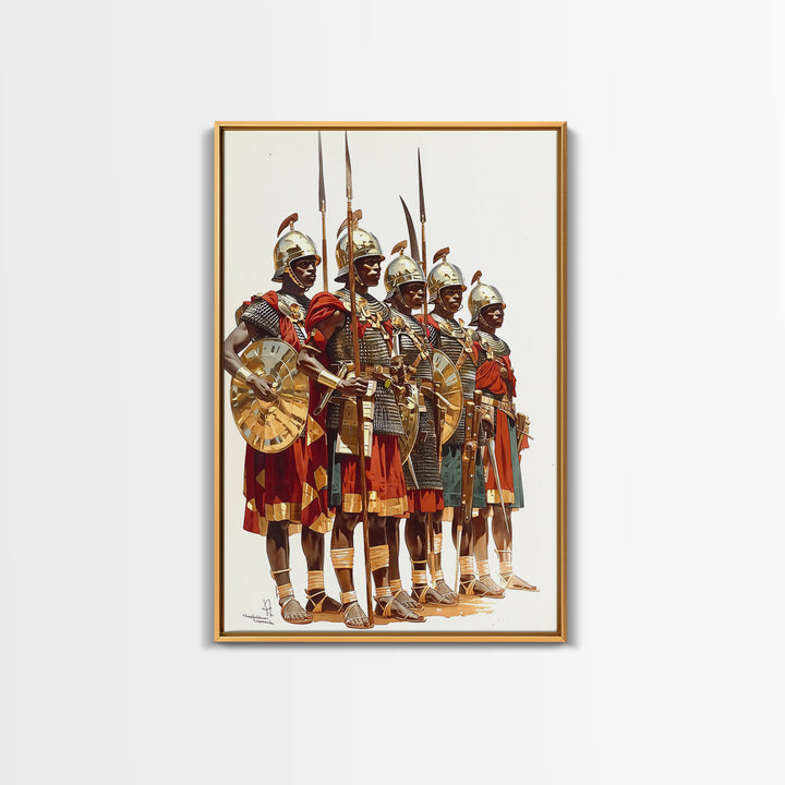Ancient African Warriors With Spears And Shields Canvas Print, Tribal Warrior Art, Historical Wall Decor, Office Art, Gift For Him