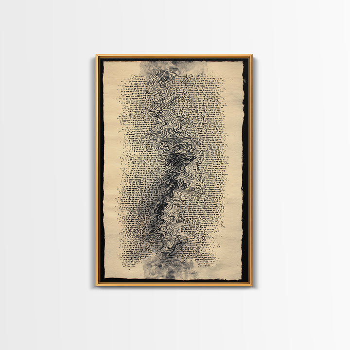 Antique Parchment Abstract Calligraphy Canvas Print, Ancient Manuscript Texture, Neutral Boho Wall Decor, Spiritual Art Gift