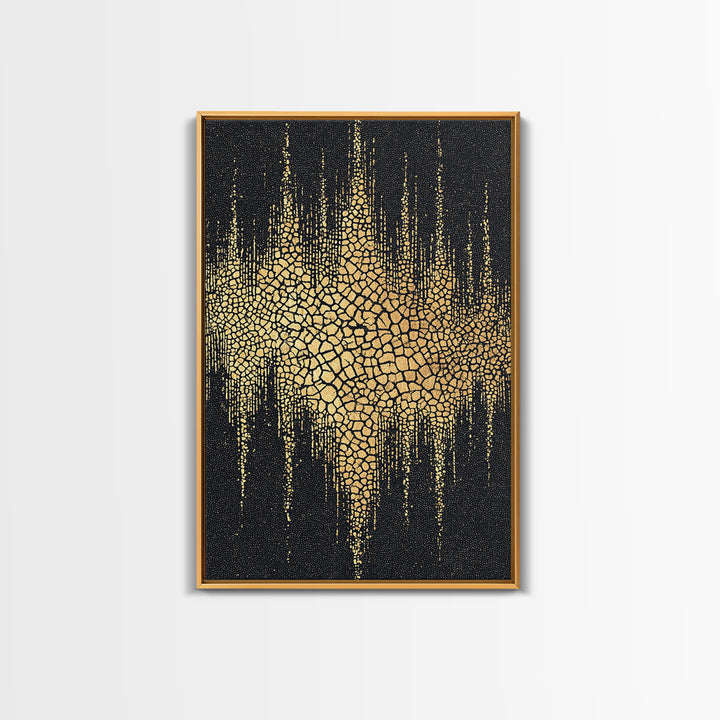 Gold Black Abstract Africa Map Canvas Print, Cracked Mosaic Texture, African Wall Art, Luxury Modern Statement Home Decor Gift
