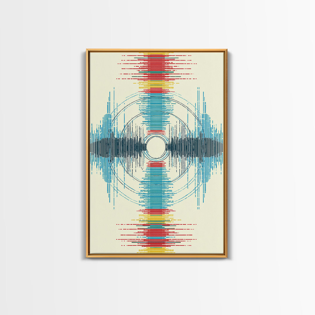 Vibrant Soundwave Circles In Red Blue Yellow Wall Art, Abstract Geometric Print, Modern Office Decor, Digital Art Africa