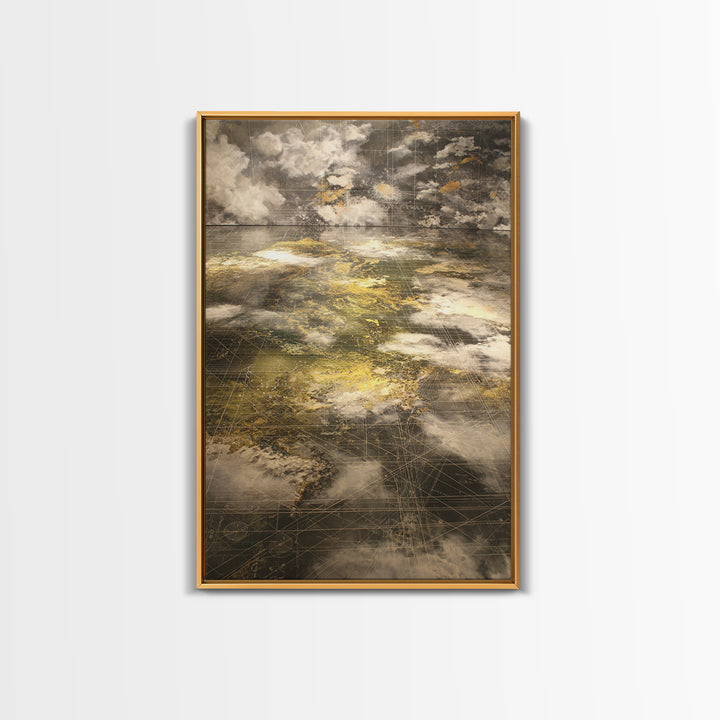 Atmospheric Gold Cloudscape Wall Art, Abstract African Art, Earth Tone Wall Art, Luxury Canvas Print, Modern Home Decor Gift
