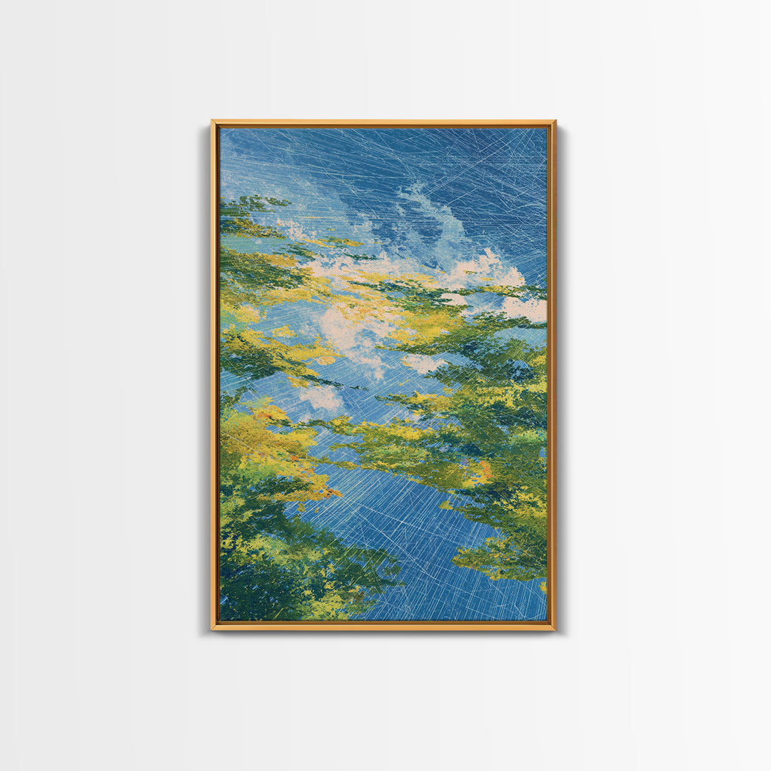 Blue Green Abstract African Landscape Canvas Print, Modern Wall Art, Nature Scene Art, Textured Home Decor For Living Room