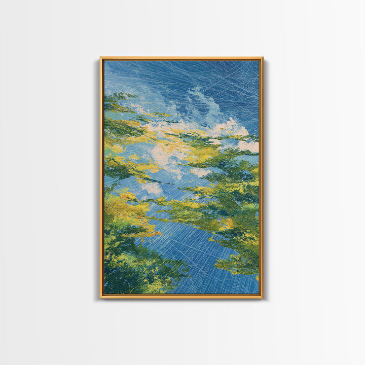 Blue Green Abstract African Landscape Canvas Print, Modern Wall Art, Nature Scene Art, Textured Home Decor For Living Room
