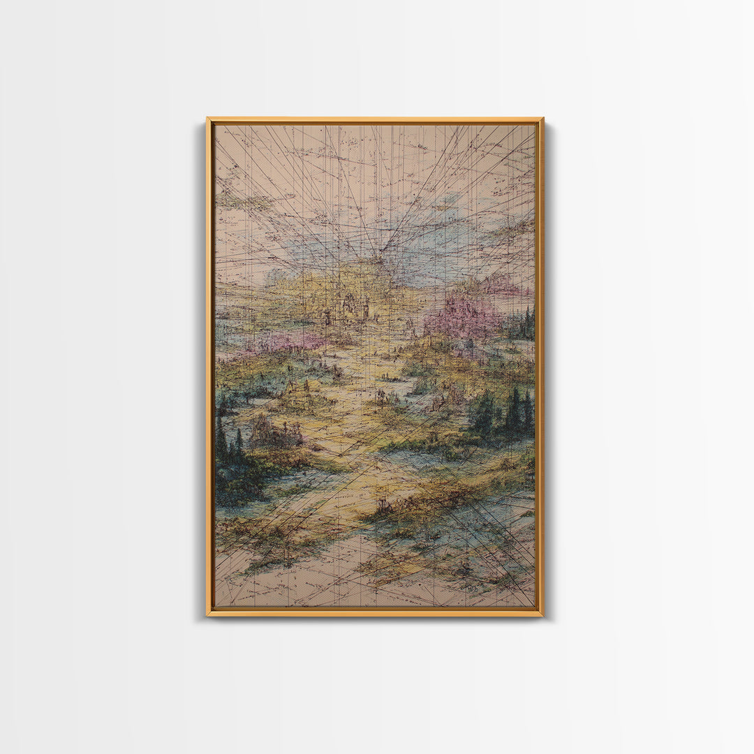 Pastel Pathway Abstract Wall Art, Dreamy Landscape Print, Modern Office Decor, Textured Blue Pink Large Canvas, Home Decor Gift