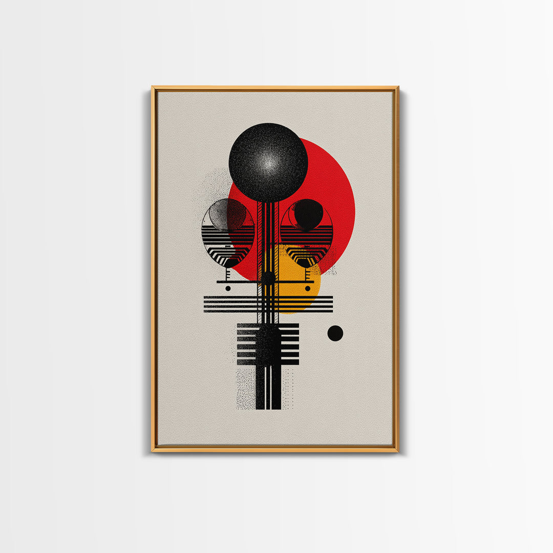 Geometric Afro Abstract Canvas Print, Red Black Gold Modern Wall Decor, African Inspired Minimalist Art, Bold Home Decor
