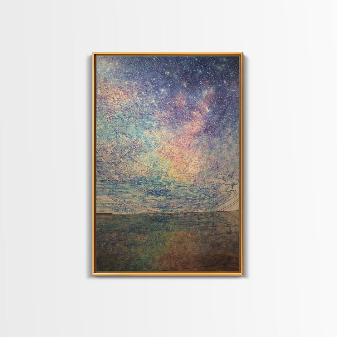 Pastel Cosmic Ocean Horizon, Dreamy Wall Art, Abstract Canvas Print, Spiritual Landscape Home Decor, Meditation Room Gift