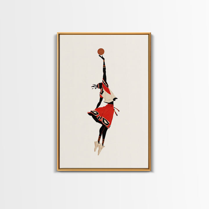 Maasai Warrior Basketball Leap Wall Art, African Warrior Art, African Wall Decor, Afrocentric Sports Canvas Print Gift Decor
