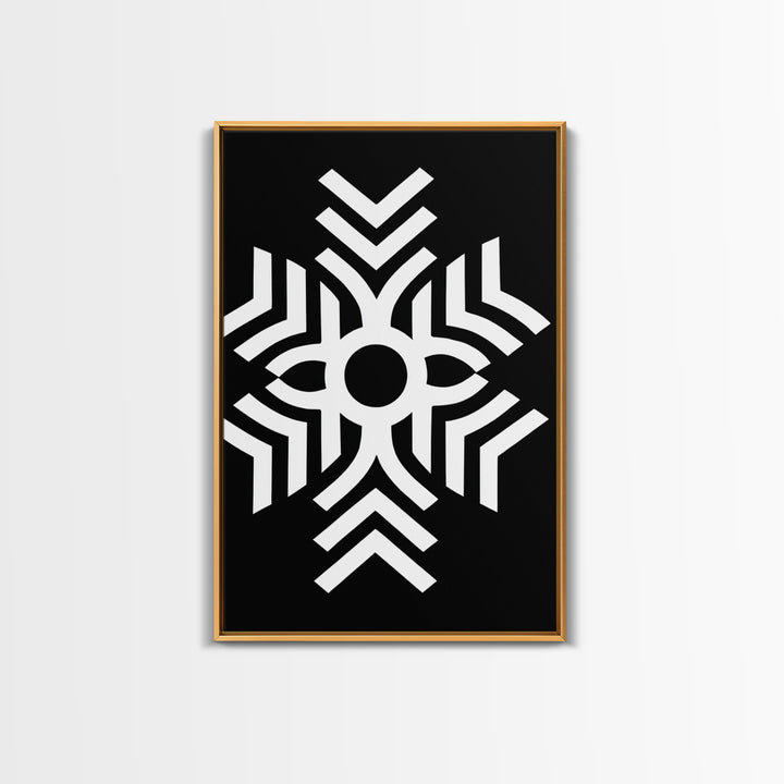 Black And White Tribal Geometric Symbol Wall Art, Afrocentric Abstract Print, African Pattern Decor, Modern Minimalist Canvas