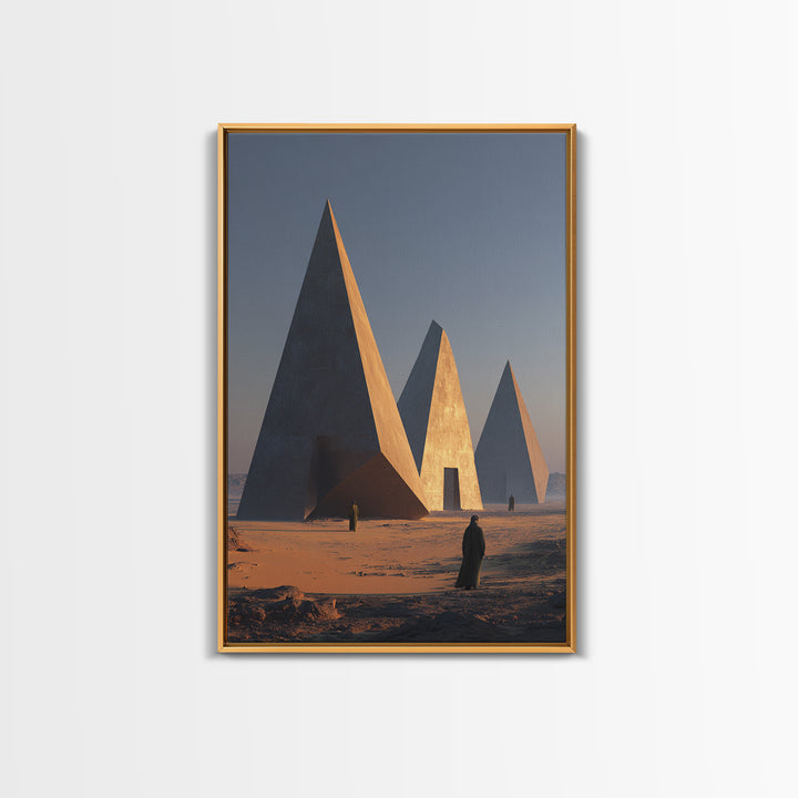 Modern Nubian Pyramids At Sunset Wall Art, African Egyptian Art Print, Ancient African Decor, Desert Architecture Poster