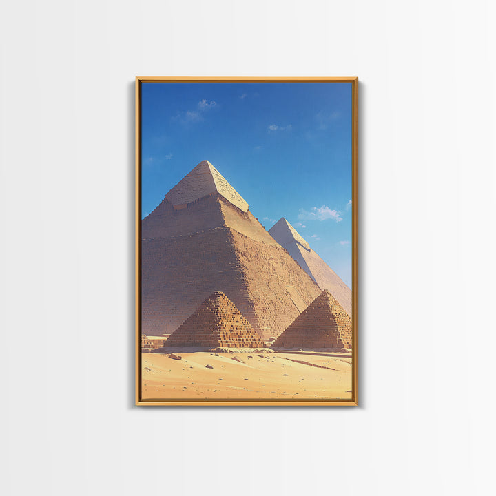 Sunlit Giza Pyramid Close Up Canvas Print, African Egyptian Art, Ancient African Wall Art, Desert Travel Poster, Home Decor