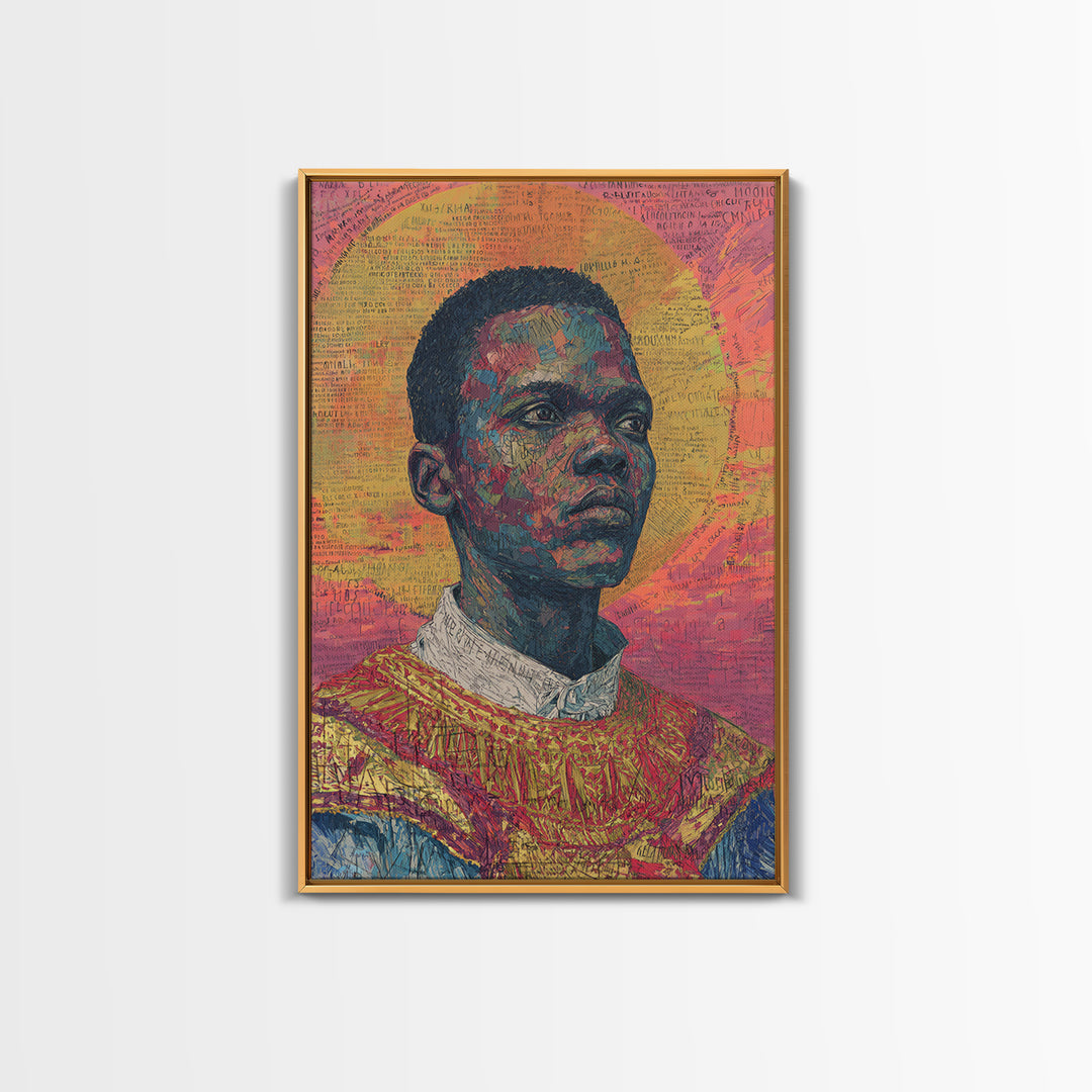 Radiant Black Man Portrait With Golden Halo Wall Art, African American Art, Afrocentric Decor, Black Culture Gift, Statement Home Decor