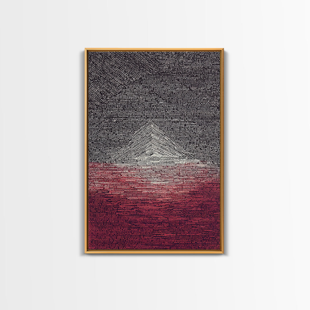 White Pyramid Over Crimson Horizon Wall Art, African Egyptian Art, Geometric Wall Art, Modern Black Decor, Statement Gift
