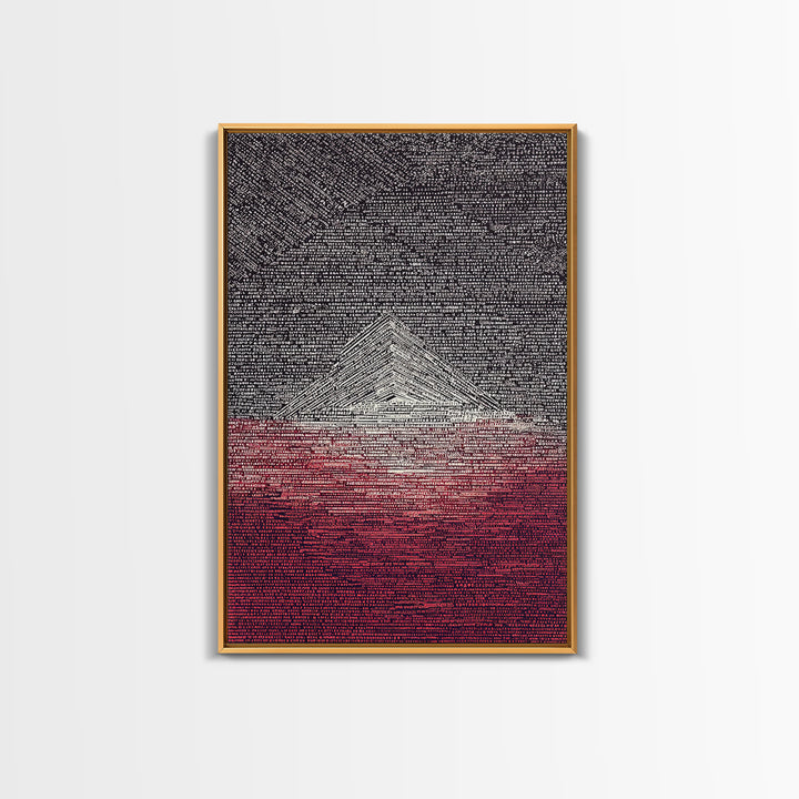 White Pyramid Over Crimson Horizon Wall Art, African Egyptian Art, Geometric Wall Art, Modern Black Decor, Statement Gift