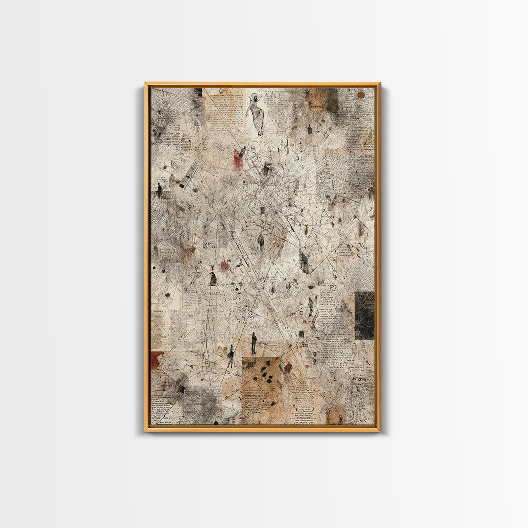 Minimal Abstract Figures On Parchment Wall Art, Contemporary Art, Ethnic Wall Decor, Neutral Gallery Art, Unique Gift For Art Lovers