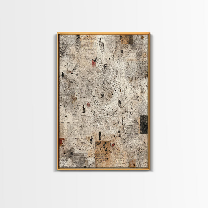 Minimal Abstract Figures On Parchment Wall Art, Contemporary Art, Ethnic Wall Decor, Neutral Gallery Art, Unique Gift For Art Lovers