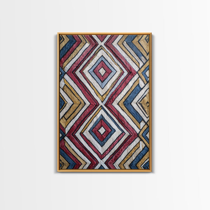 Handwoven Diamond Textile Pattern Wall Art, African Fabric, Geometric Wall Art, Tribal Art Print, Colorful Home Decor Gift