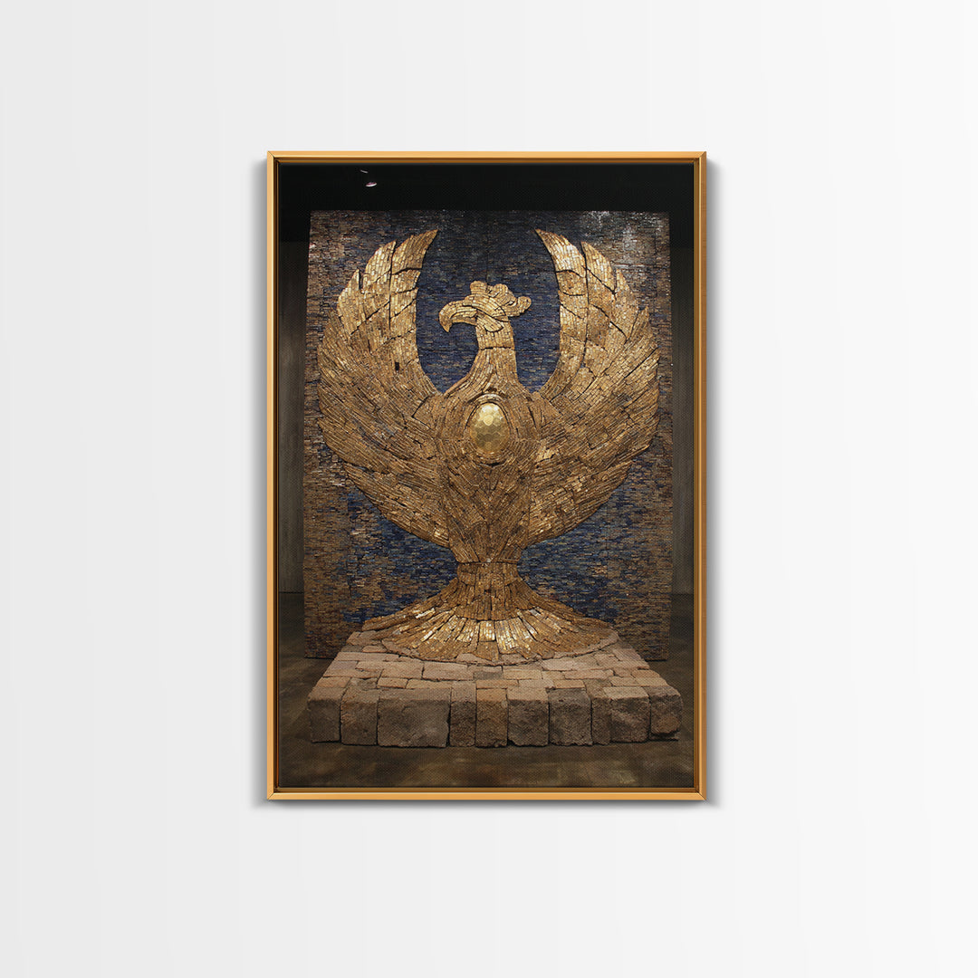 Monumental Golden Phoenix Wall Art, African Inspired Sculpture Decor, Black And Gold Art, Luxury Canvas Art, Statement Wall Decor