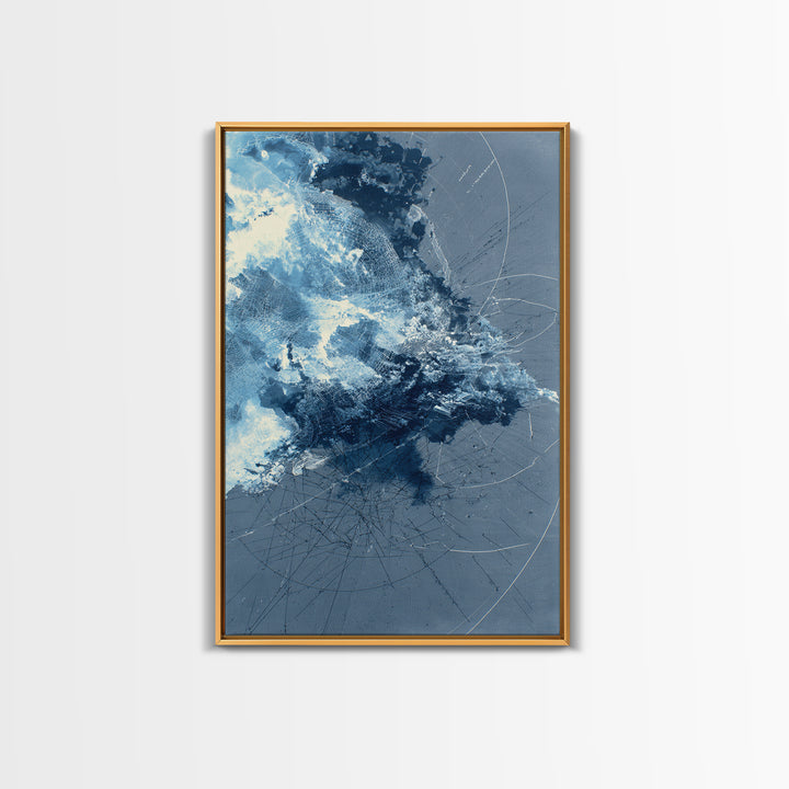 Blue Storm Abstract Energy Canvas Print, Modern Wall Decor, Large Abstract Wall Art, Contemporary Office Decor Gift For Home