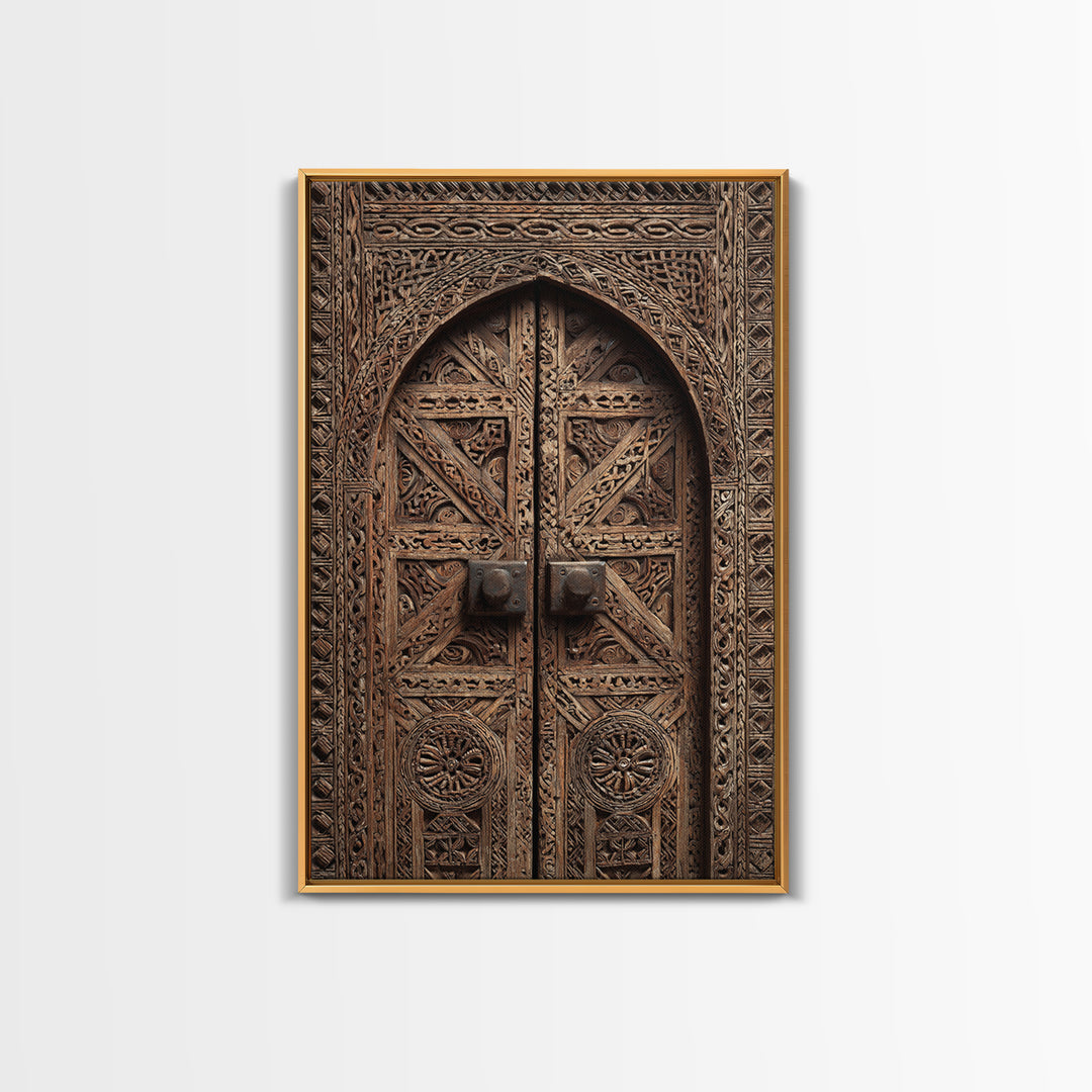 Intricate Rustic African Carved Door Wall Art, African Home Decor, Tribal Patterns, Wooden Architecture Poster Print, Housewarming Gift