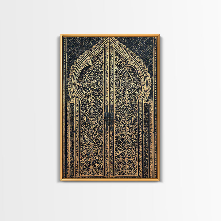 Black And Gold Ornate African Door Canvas Print, African Wall Art, Luxury Canvas Art, Spiritual Wall Decor, Boho Decor, Gold Black Canvas