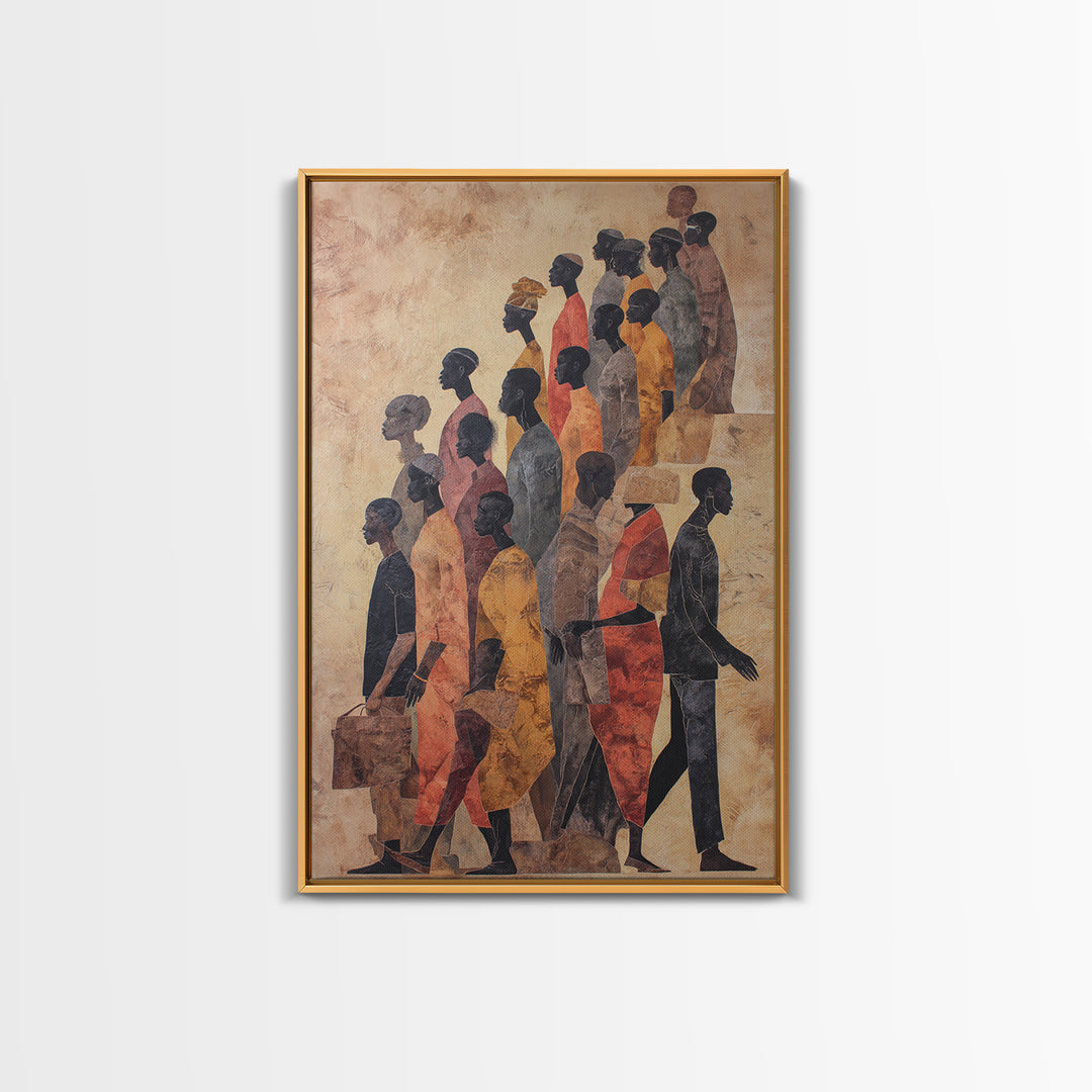 African Diaspora Procession Of Figures Wall Art, African American Art, Black Culture Art, Cultural Wall Art, Modern Black Art