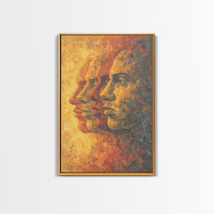 Warm Abstract African Faces Wall Art, Modern African Art, Cultural Portrait Canvas Print, Earth Tone Office Decor Gift For Her