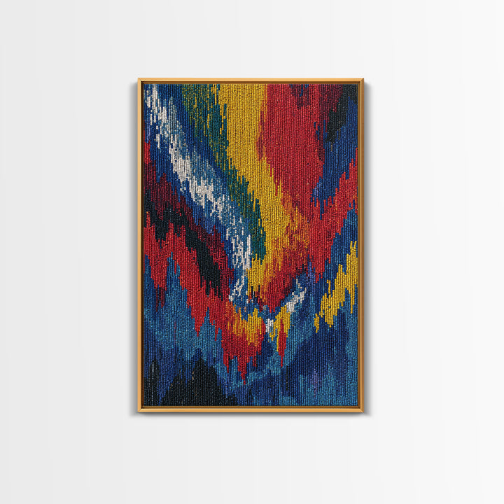 Bold Abstract Flame Feather Wall Art, Colorful African Inspired Canvas Print, Textile Art, Vibrant Modern Home Decor Gift