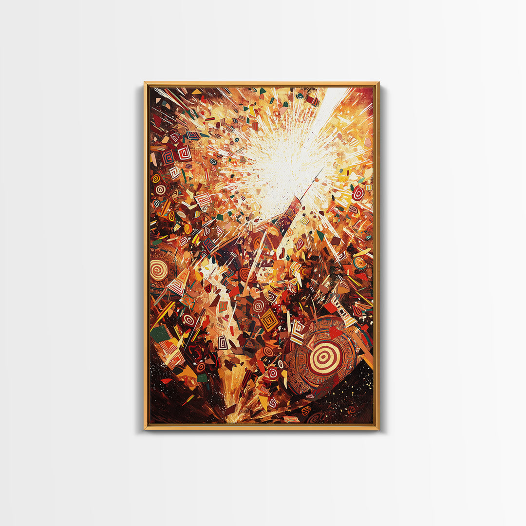 Explosive African Celebration Abstract Wall Art, Colorful Ankara Patterns, Afrocentric Decor, Vibrant Cultural Canvas Print