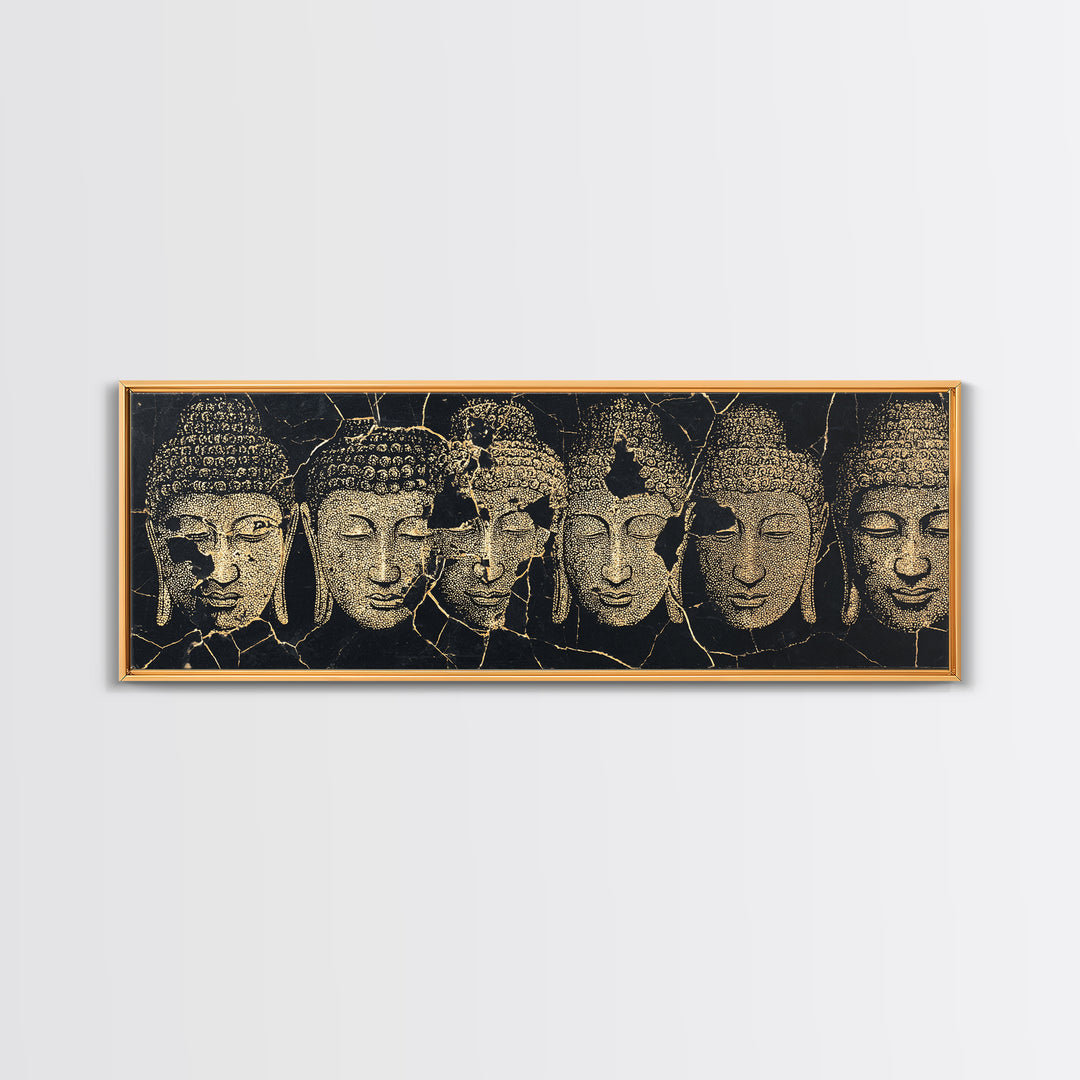 Serene Gold African Mask Wall Art, Tribal Face Portraits, Black Gold Canvas Print, Cultural Home Decor, Elegant Black Art